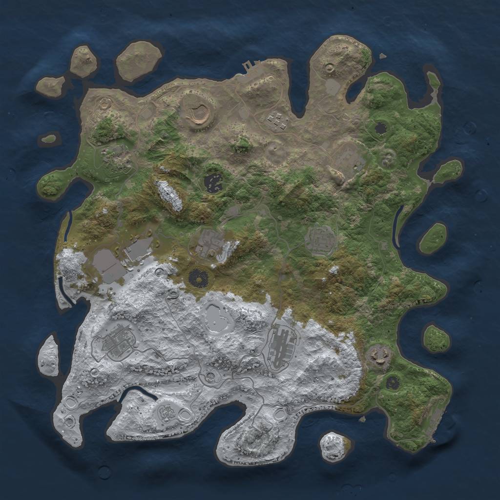 Rust Map: Procedural Map, Size: 3800, Seed: 838244014, 20 Monuments