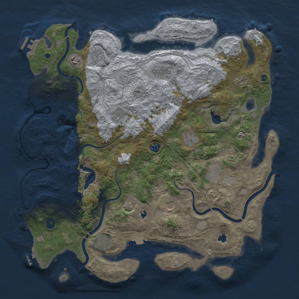 Rust Map: Procedural Map, Size: 4500, Seed: 392282159, 17 Monuments