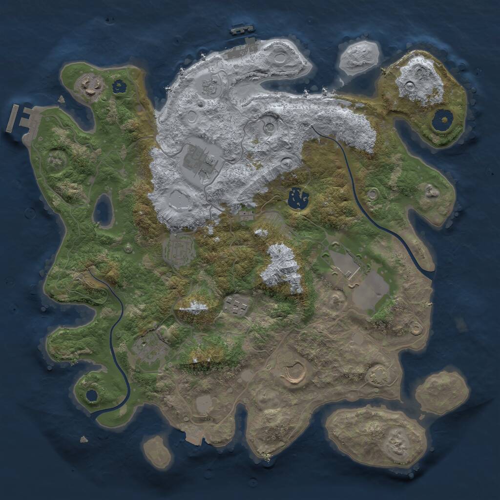 Rust Map: Procedural Map, Size: 3500, Seed: 7345432, 14 Monuments