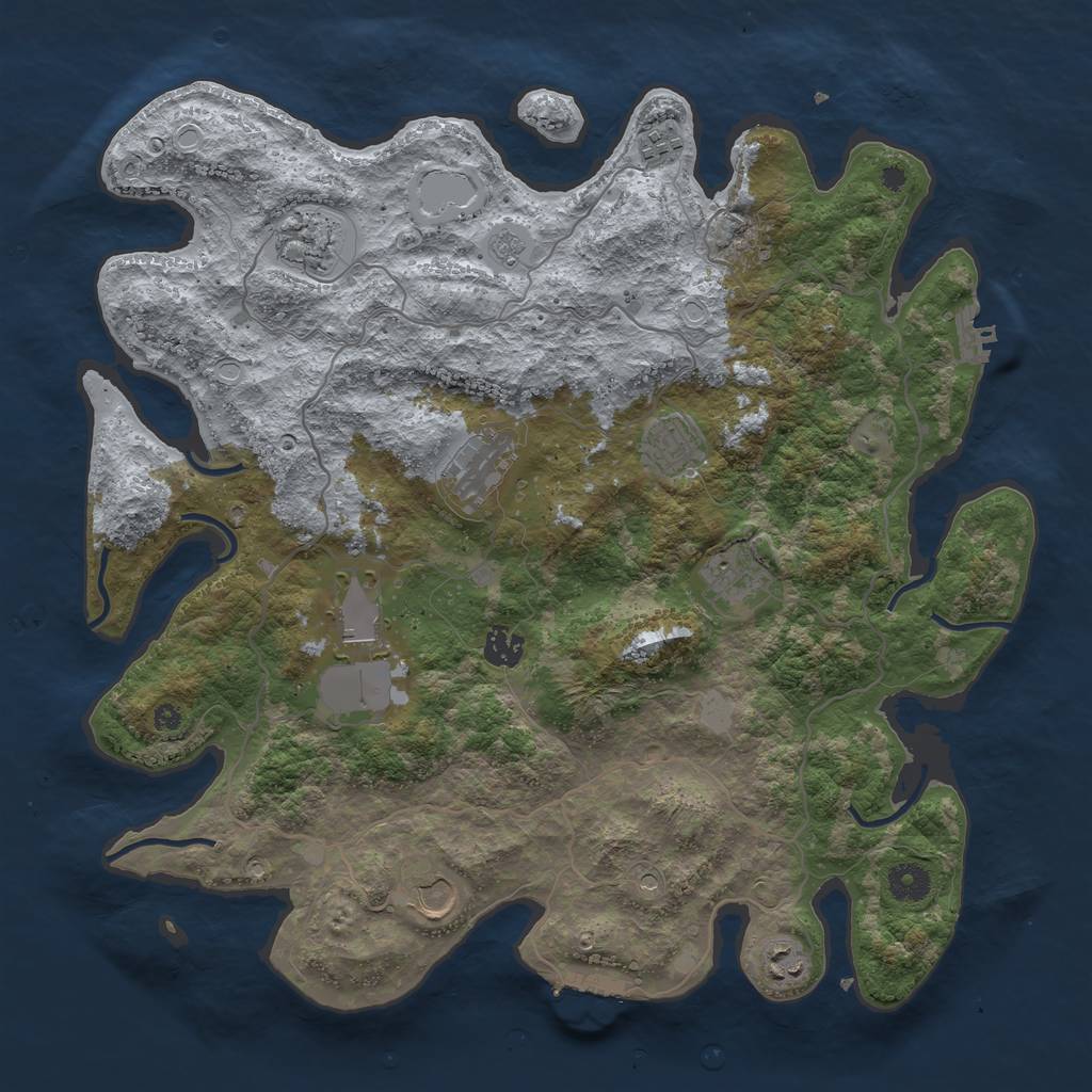 Rust Map: Procedural Map, Size: 4000, Seed: 50202, 18 Monuments