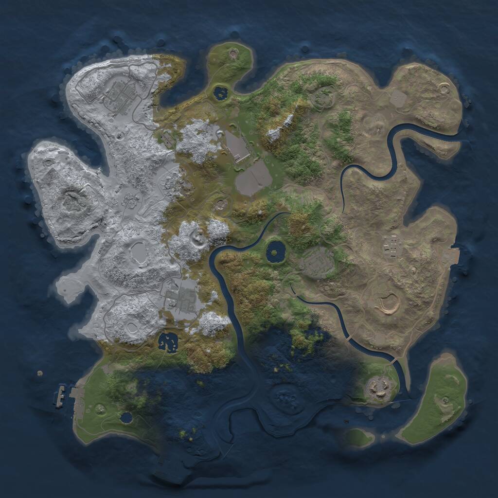 Rust Map: Procedural Map, Size: 3550, Seed: 766919322, 15 Monuments