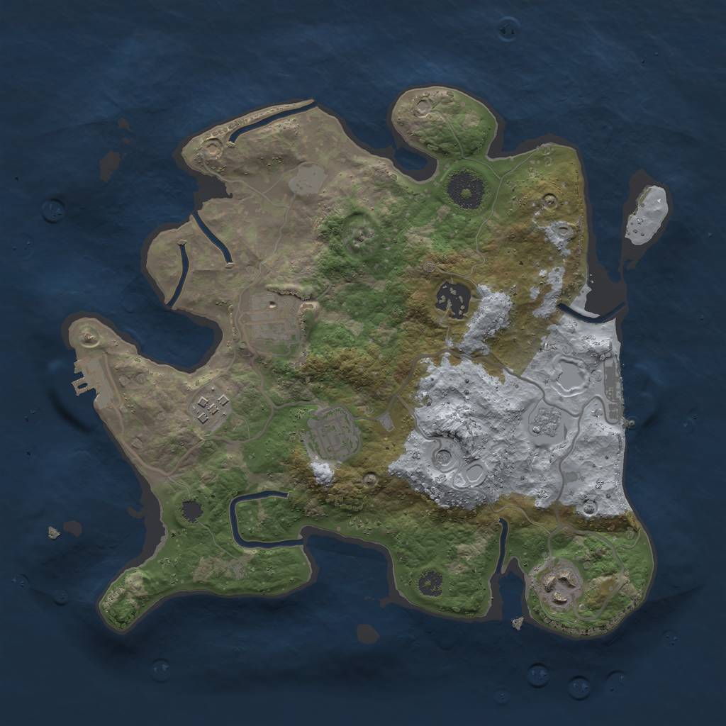 Rust Map: Procedural Map, Size: 3000, Seed: 1307619136, 14 Monuments