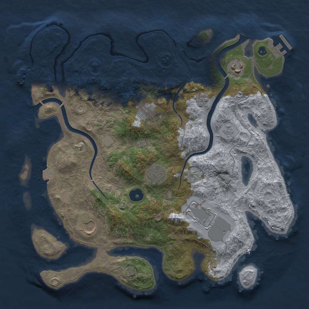 Rust Map: Procedural Map, Size: 3500, Seed: 1348011330, 12 Monuments