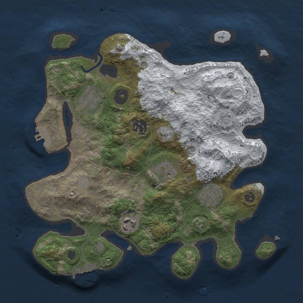 Rust Map: Procedural Map, Size: 3000, Seed: 2341234, 14 Monuments