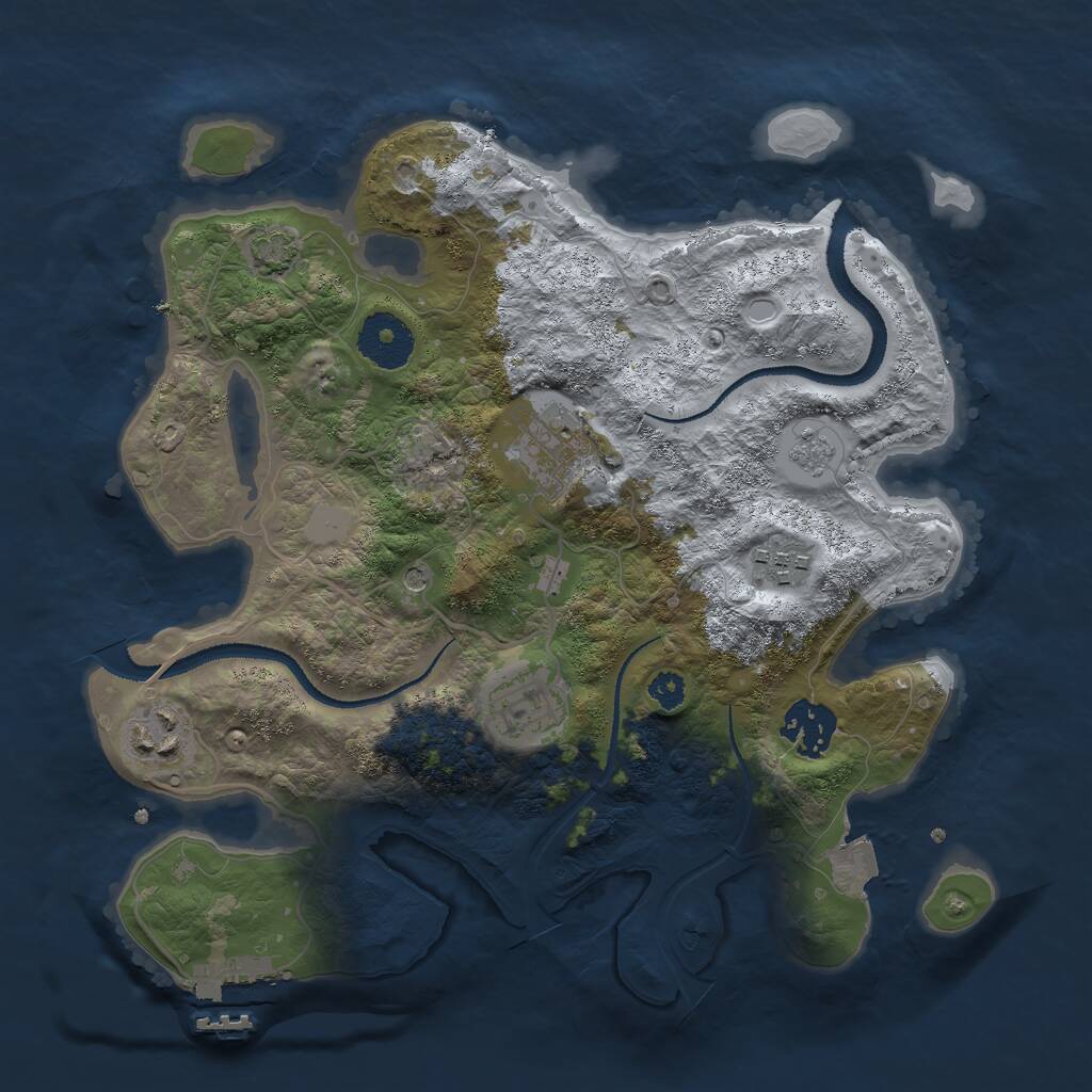 Rust Map: Procedural Map, Size: 3000, Seed: 2341234, 10 Monuments