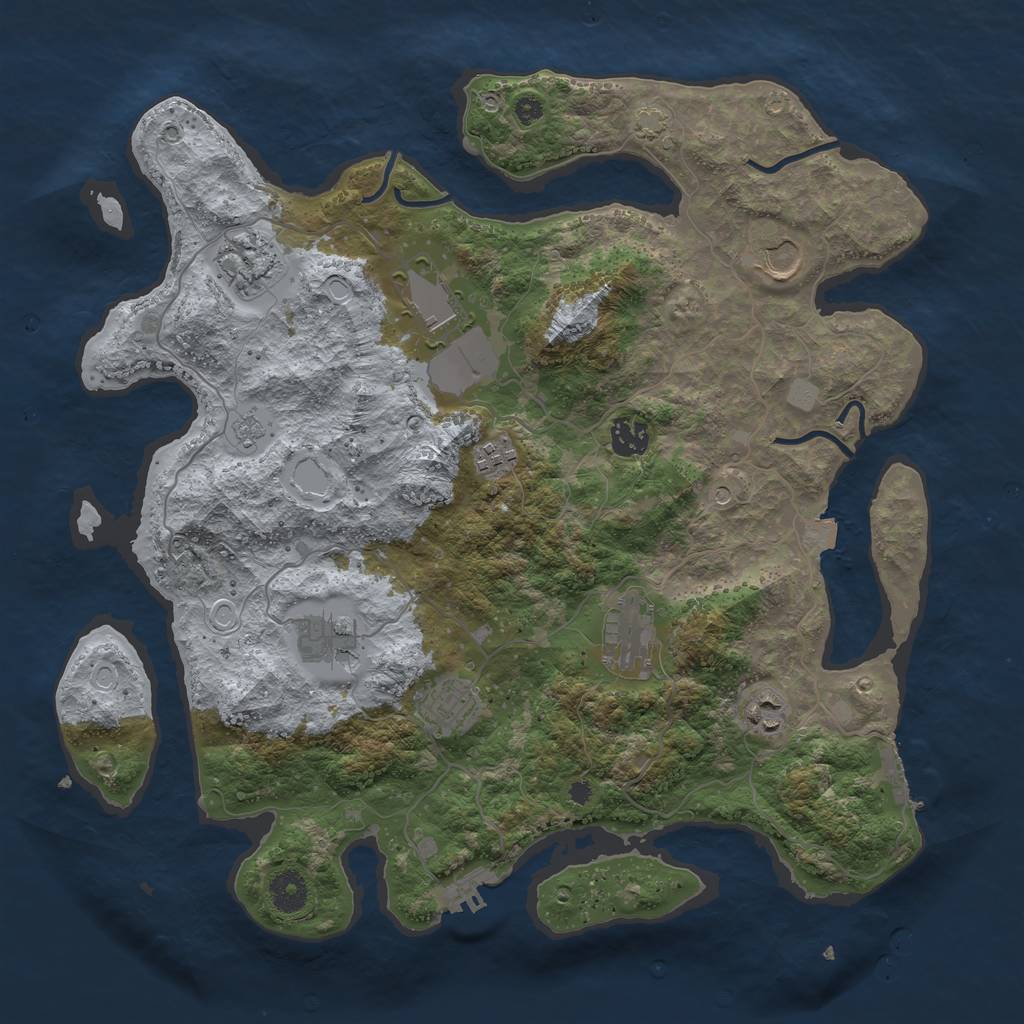 Rust Map: Procedural Map, Size: 3850, Seed: 1894152572, 17 Monuments