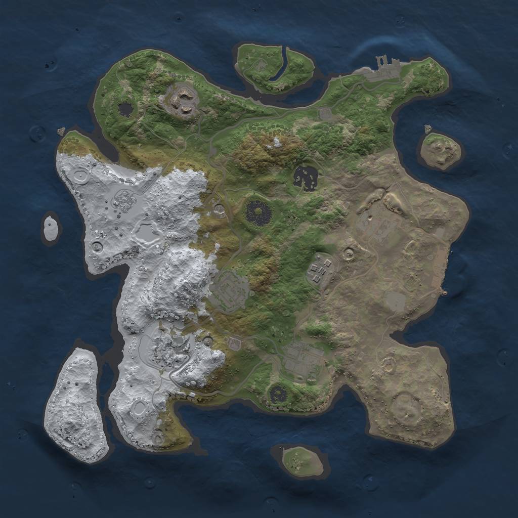 Rust Map: Procedural Map, Size: 3000, Seed: 71691246, 16 Monuments