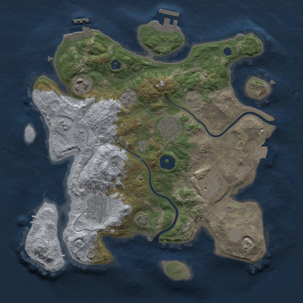 Rust Map: Procedural Map, Size: 3000, Seed: 71691246, 11 Monuments