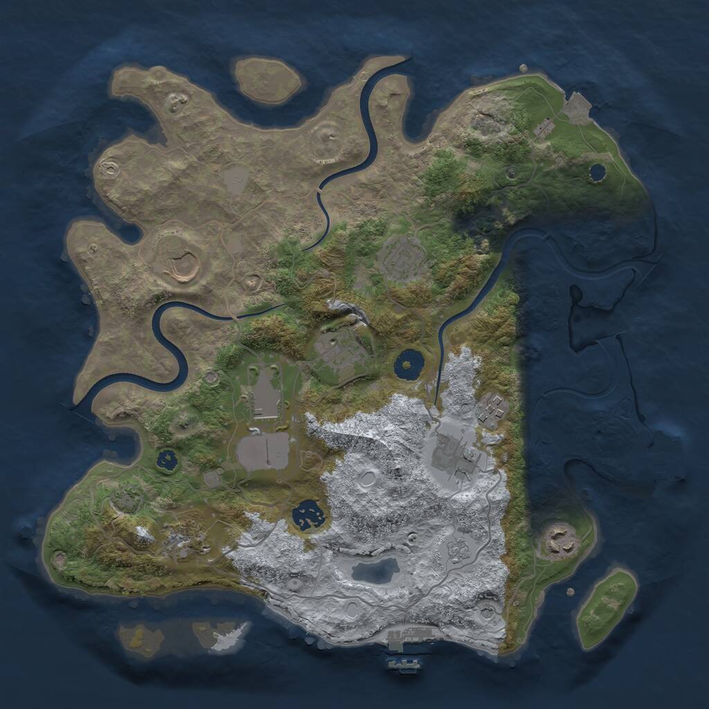 Rust Map: Procedural Map, Size: 3500, Seed: 1258851591, 15 Monuments