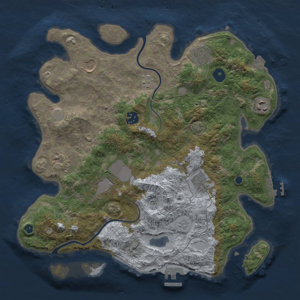 Rust Map: Procedural Map, Size: 3500, Seed: 1258851591, 14 Monuments