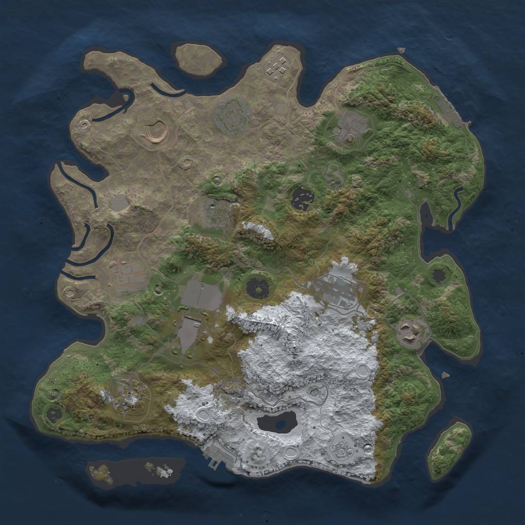 Rust Map: Procedural Map, Size: 3500, Seed: 1258851591, 20 Monuments