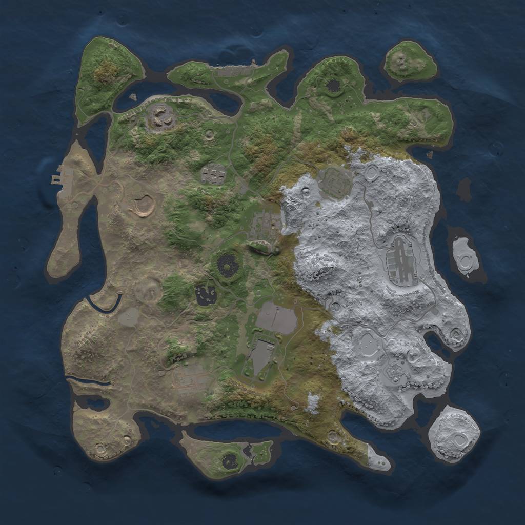Rust Map: Procedural Map, Size: 3500, Seed: 1404837981, 18 Monuments