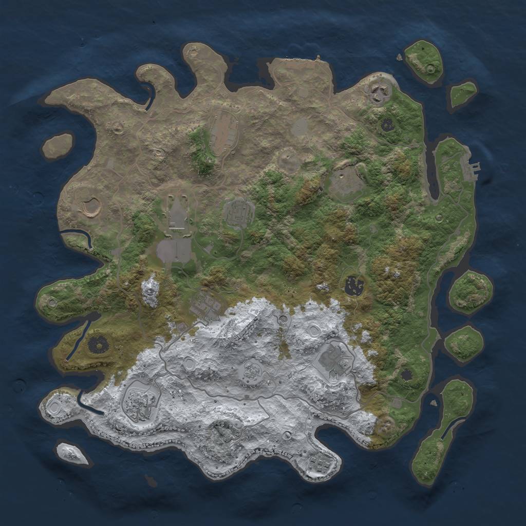 Rust Map: Procedural Map, Size: 4000, Seed: 2115760590, 20 Monuments