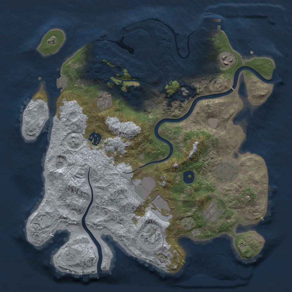 Rust Map: Procedural Map, Size: 3500, Seed: 17098086, 13 Monuments