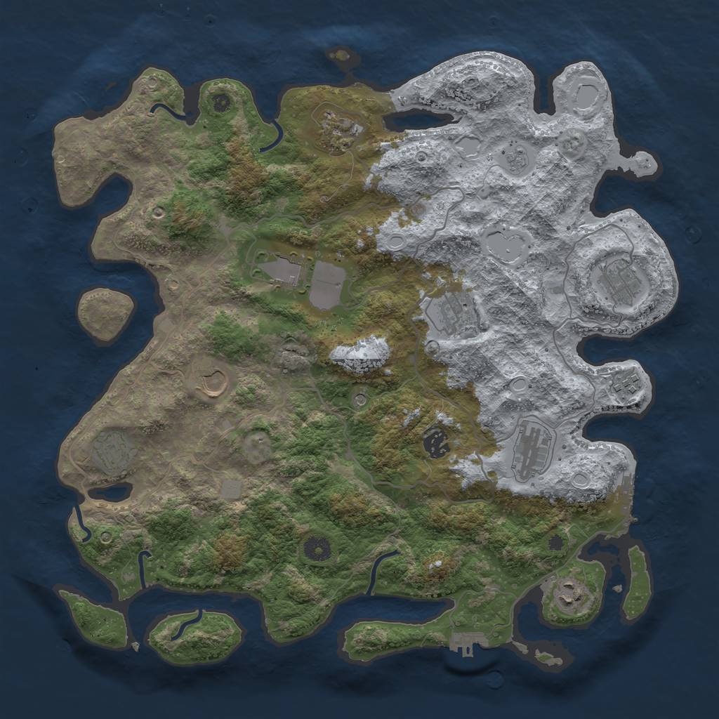 Rust Map: Procedural Map, Size: 4050, Seed: 1906252762, 19 Monuments