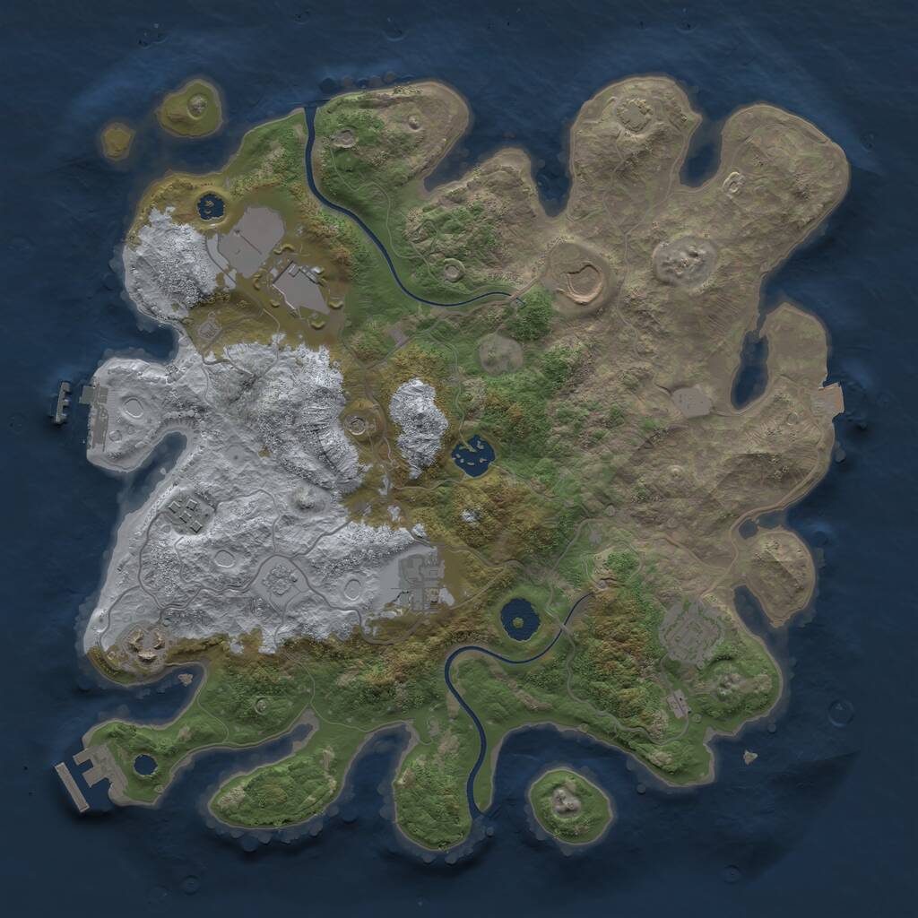 Rust Map: Procedural Map, Size: 3500, Seed: 1215716156, 13 Monuments