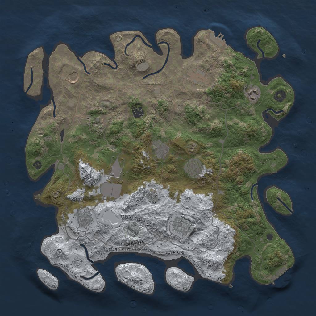 Rust Map: Procedural Map, Size: 4000, Seed: 4564651, 20 Monuments