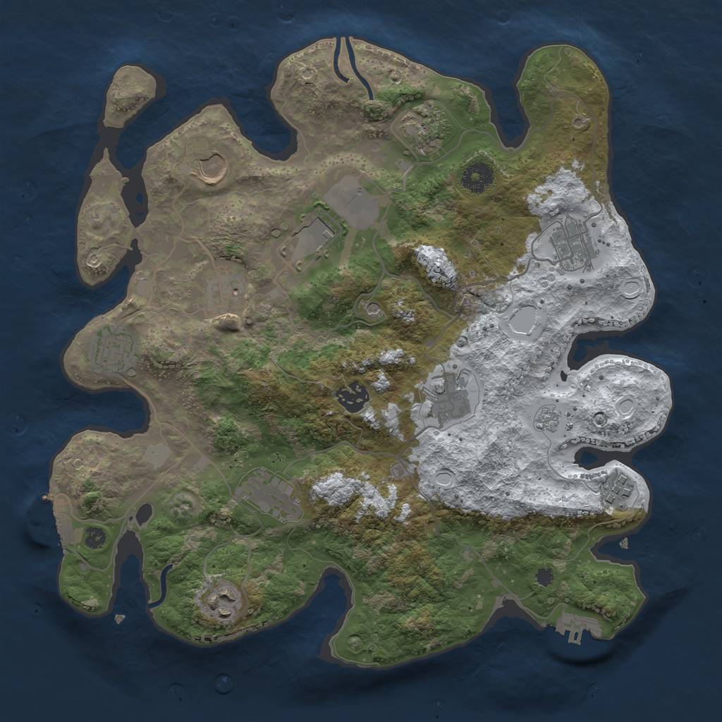 Rust Map: Procedural Map, Size: 3500, Seed: 1695244410, 20 Monuments