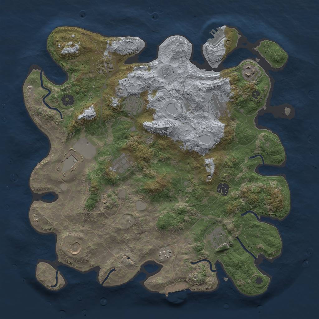 Rust Map: Procedural Map, Size: 3850, Seed: 69753773, 19 Monuments