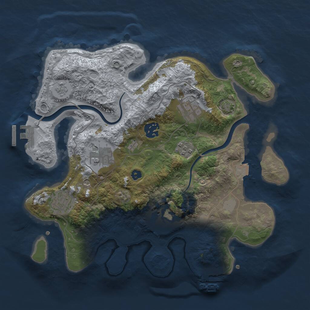 Rust Map: Procedural Map, Size: 3000, Seed: 21047, 12 Monuments