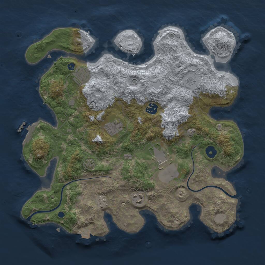 Rust Map: Procedural Map, Size: 3500, Seed: 2049859360, 11 Monuments