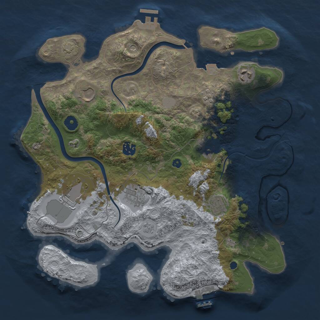 Rust Map: Procedural Map, Size: 3500, Seed: 334035173, 14 Monuments