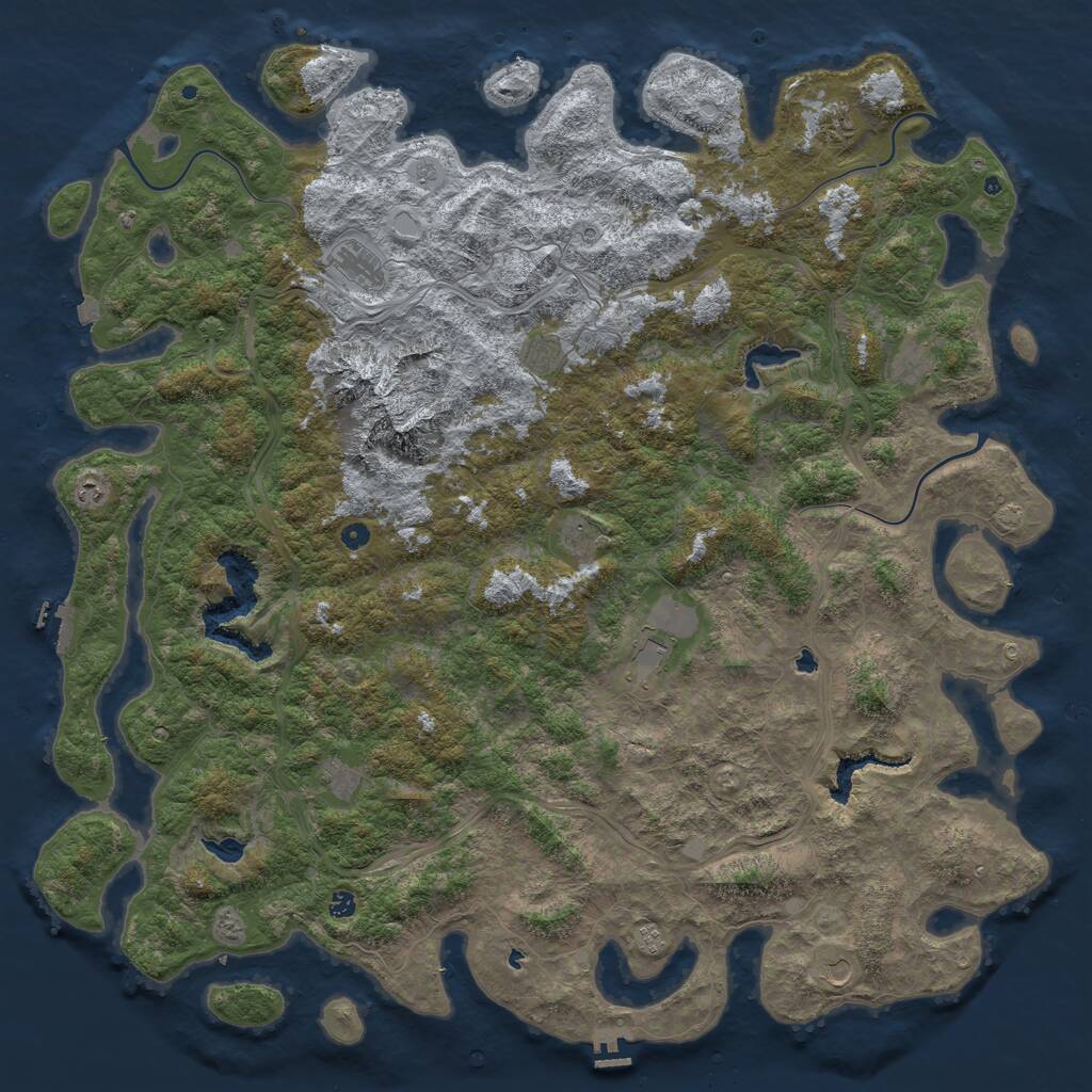 Rust Map: Procedural Map, Size: 6000, Seed: 7803475, 17 Monuments