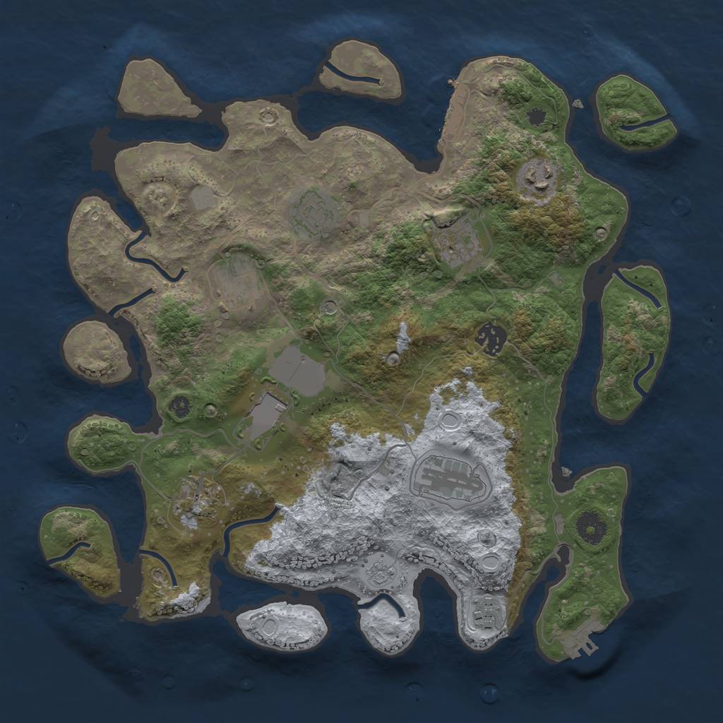 Rust Map: Procedural Map, Size: 3500, Seed: 307156800, 18 Monuments