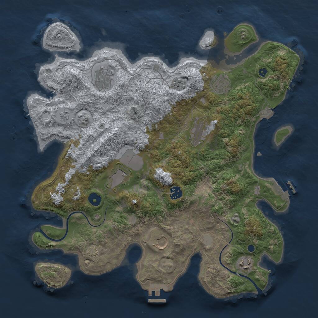 Rust Map: Procedural Map, Size: 3700, Seed: 934489081, 13 Monuments
