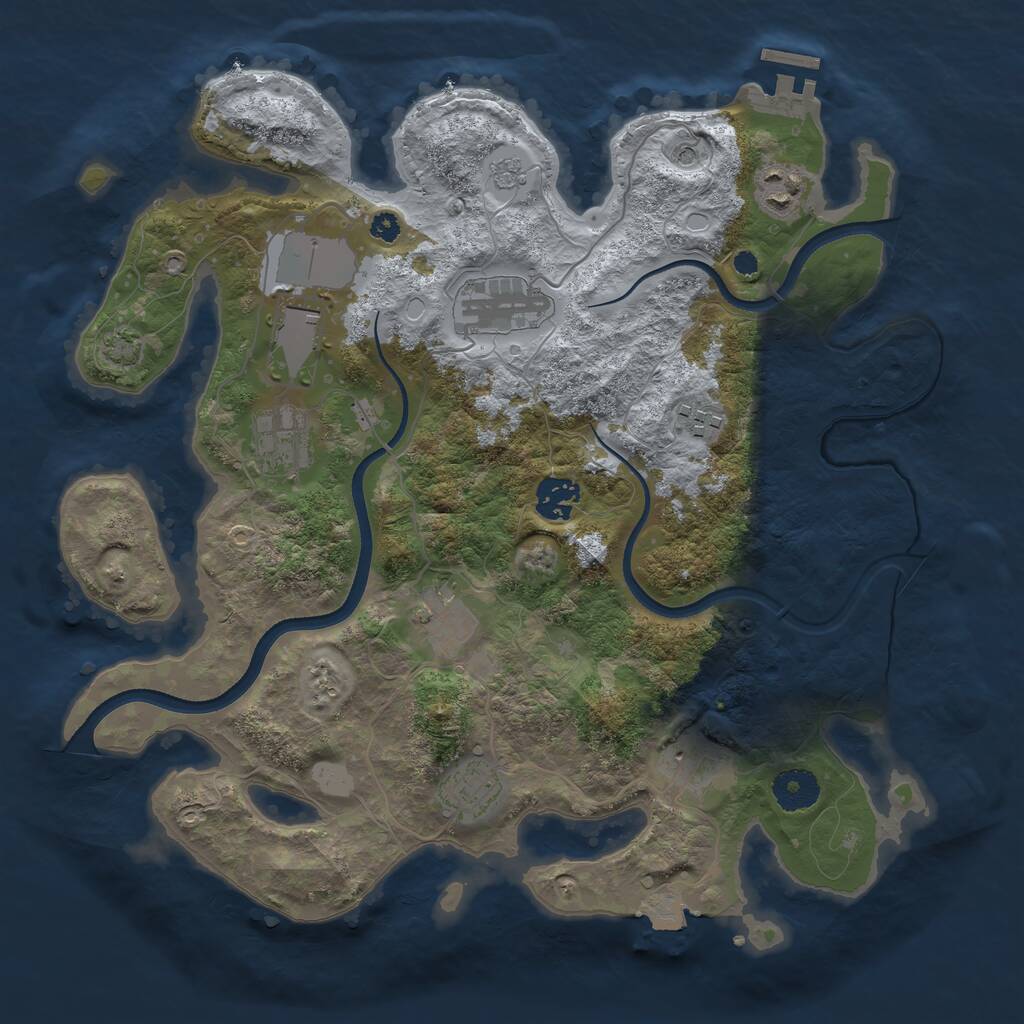 Rust Map: Procedural Map, Size: 3500, Seed: 998432061, 14 Monuments