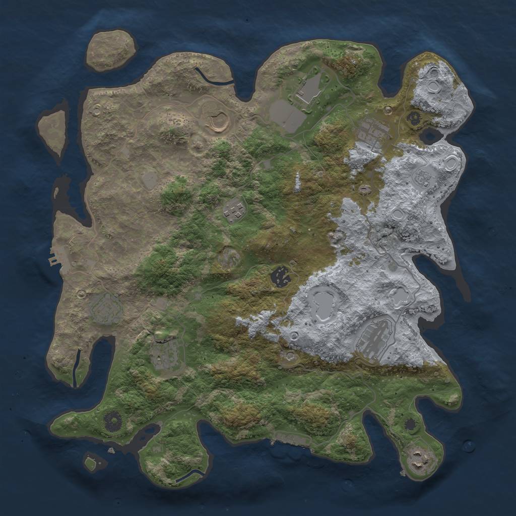 Rust Map: Procedural Map, Size: 3850, Seed: 581213740, 18 Monuments