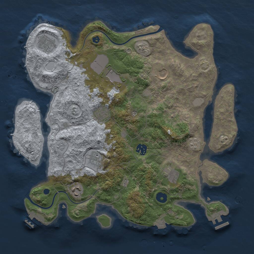 Rust Map: Procedural Map, Size: 3500, Seed: 858190294, 15 Monuments