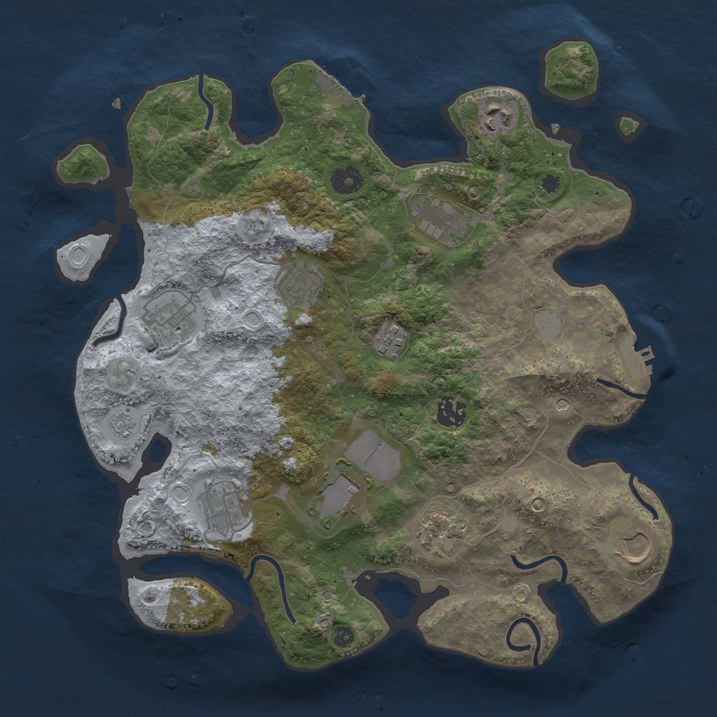 Rust Map: Procedural Map, Size: 3500, Seed: 1968094857, 19 Monuments