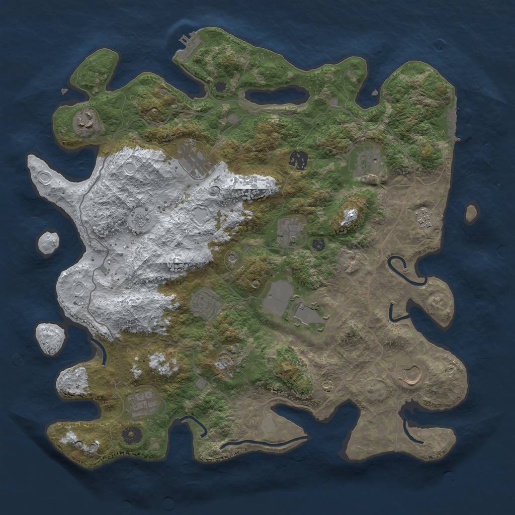 Rust Map: Procedural Map, Size: 4000, Seed: 380232, 20 Monuments