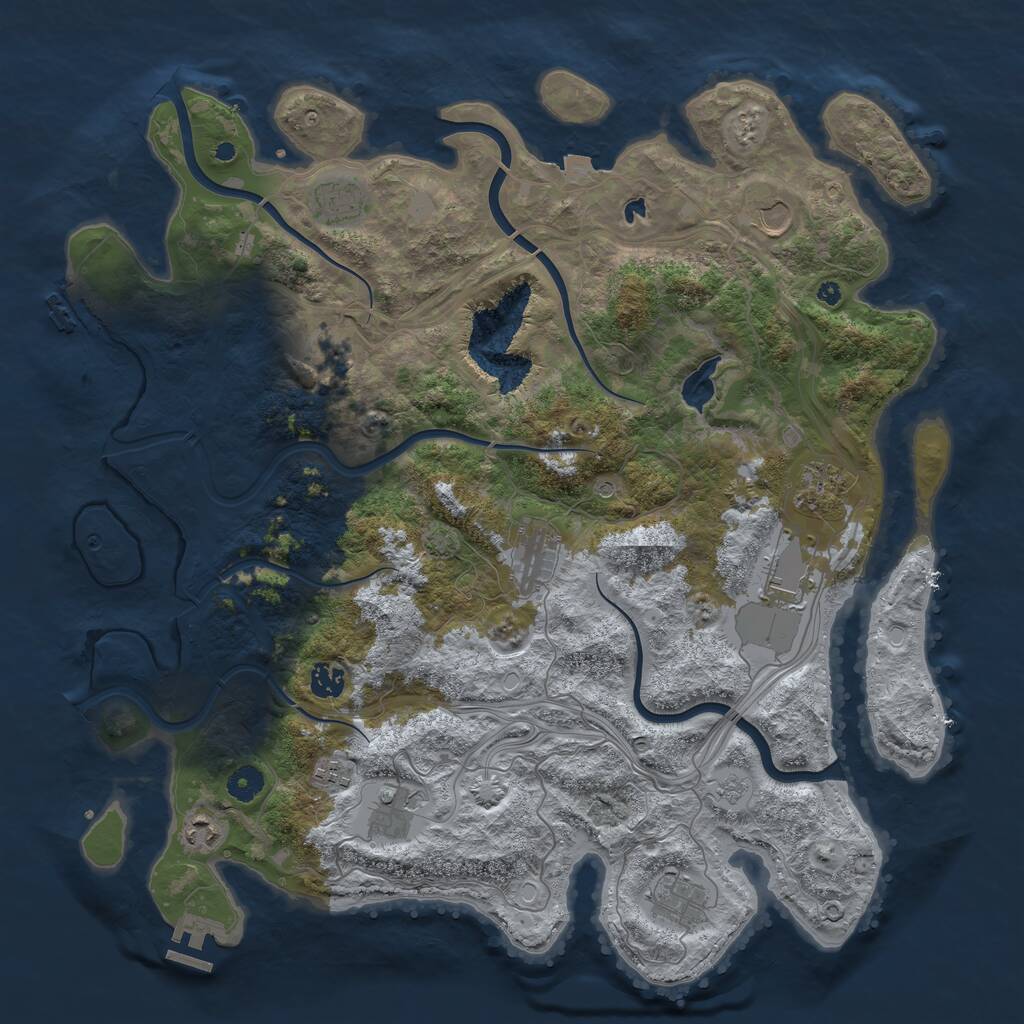 Rust Map: Procedural Map, Size: 4350, Seed: 141594211, 17 Monuments