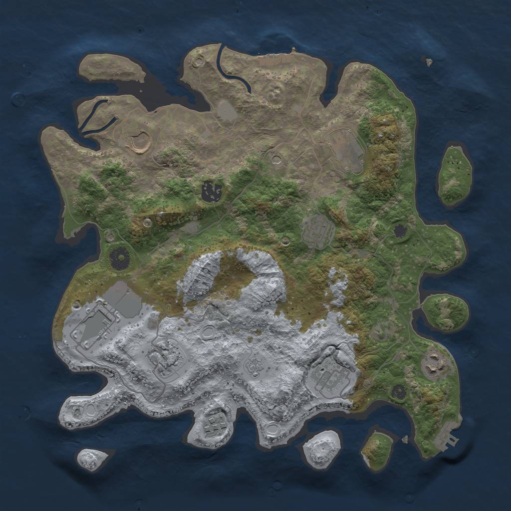 Rust Map: Procedural Map, Size: 3500, Seed: 6931693, 18 Monuments