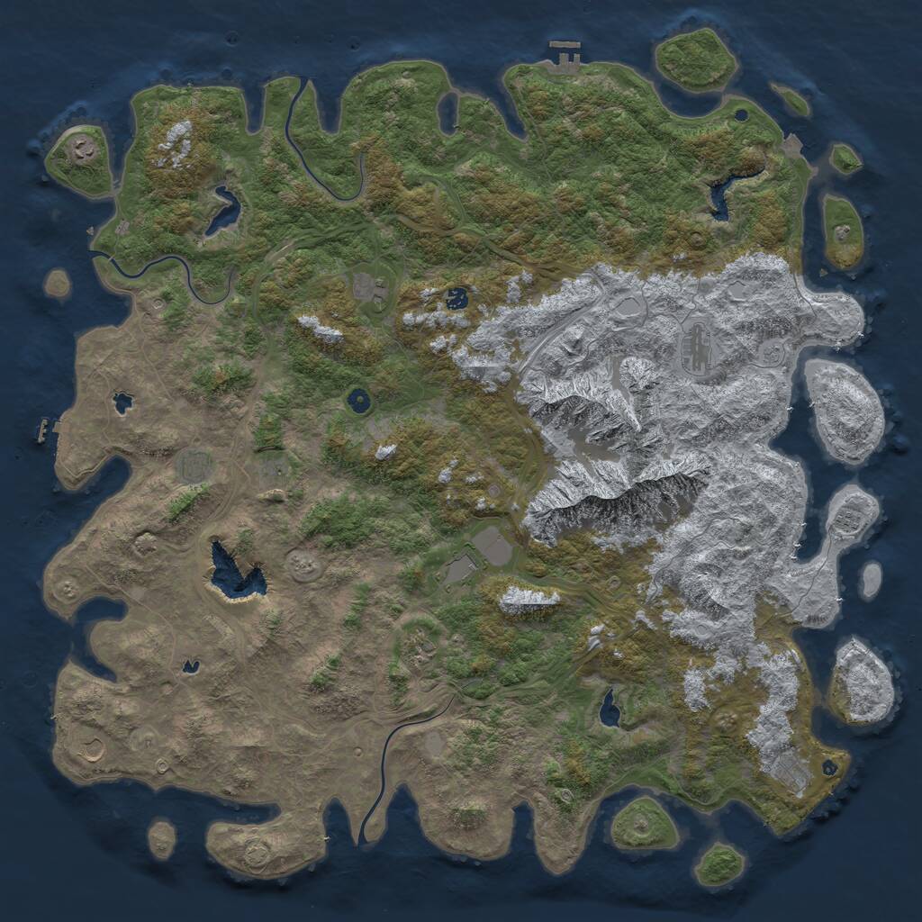 Rust Map: Procedural Map, Size: 6000, Seed: 885599140, 17 Monuments