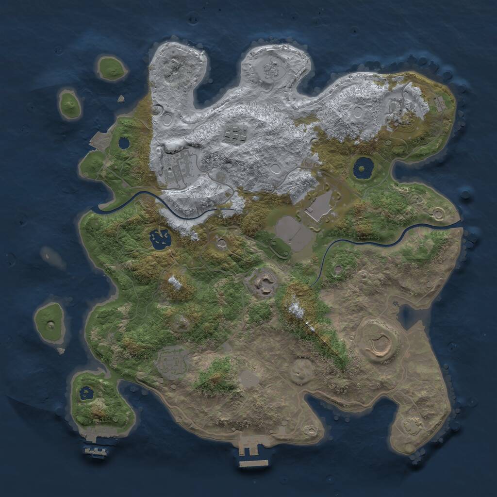 Rust Map: Procedural Map, Size: 3500, Seed: 55224951, 14 Monuments