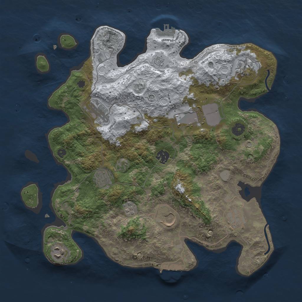 Rust Map: Procedural Map, Size: 3500, Seed: 55224951, 18 Monuments