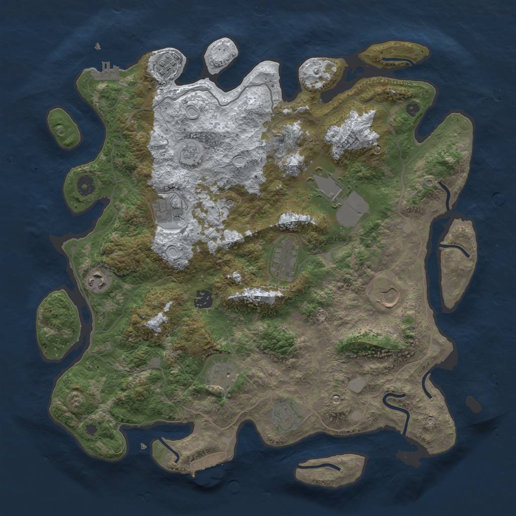 Rust Map: Procedural Map, Size: 4000, Seed: 1940688440, 18 Monuments