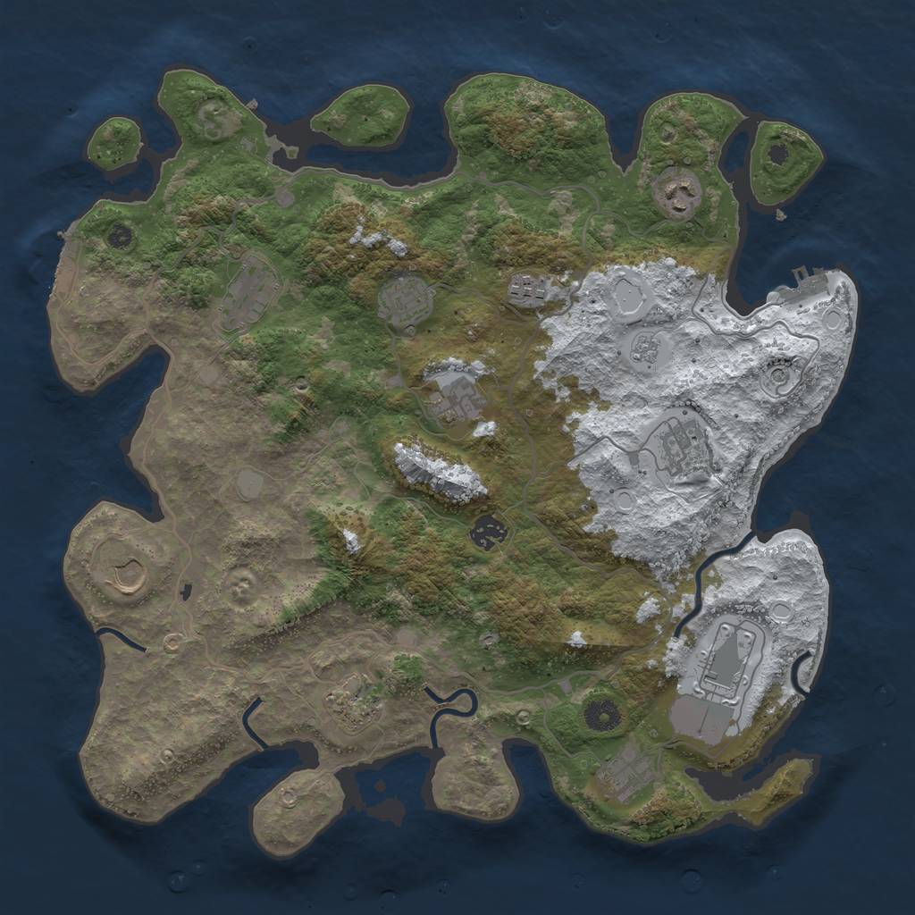 Rust Map: Procedural Map, Size: 4000, Seed: 283143208, 20 Monuments