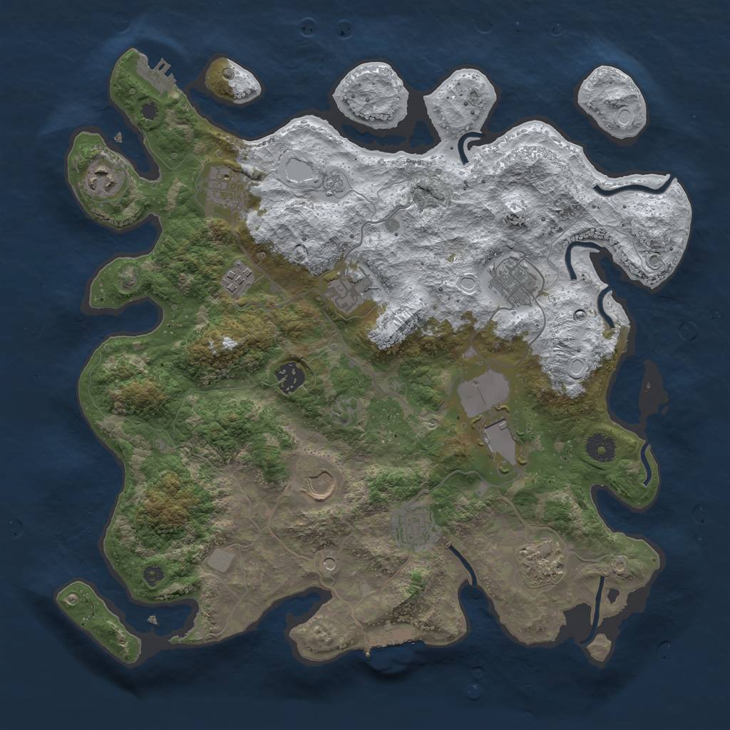 Rust Map: Procedural Map, Size: 3750, Seed: 66449366, 19 Monuments