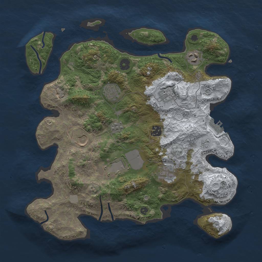 Rust Map: Procedural Map, Size: 3500, Seed: 23648, 16 Monuments