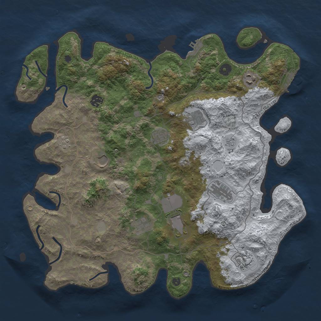 Rust Map: Procedural Map, Size: 4000, Seed: 654487698, 19 Monuments