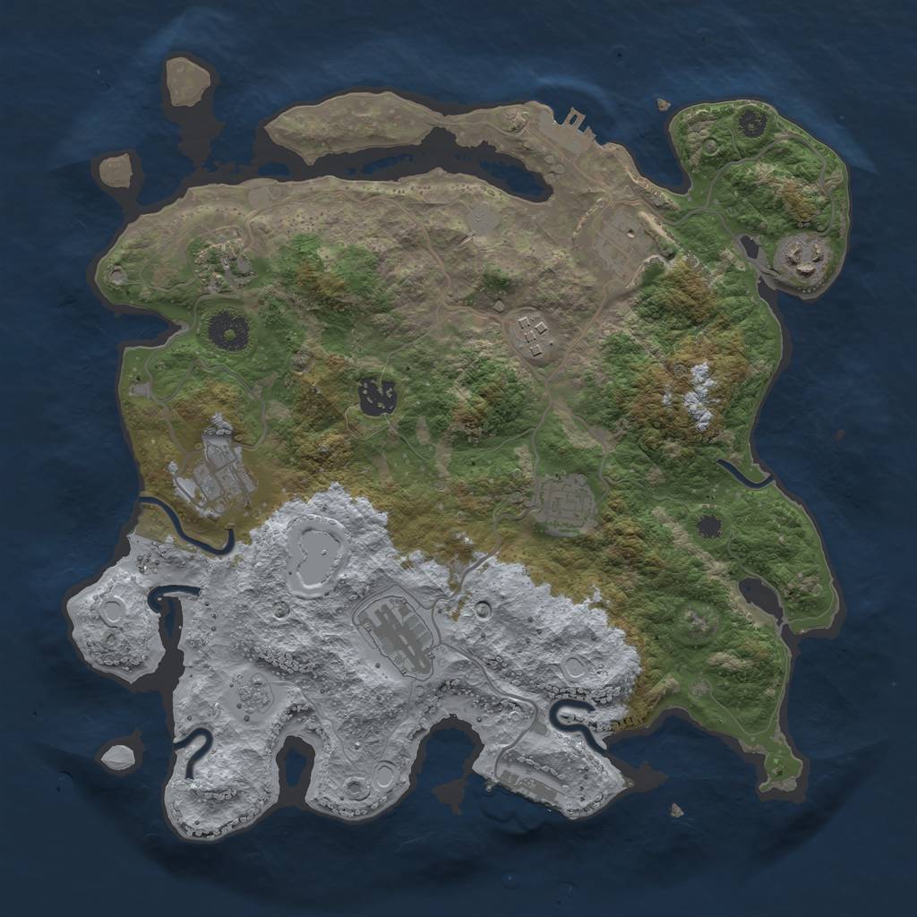 Rust Map: Procedural Map, Size: 3400, Seed: 7, 14 Monuments