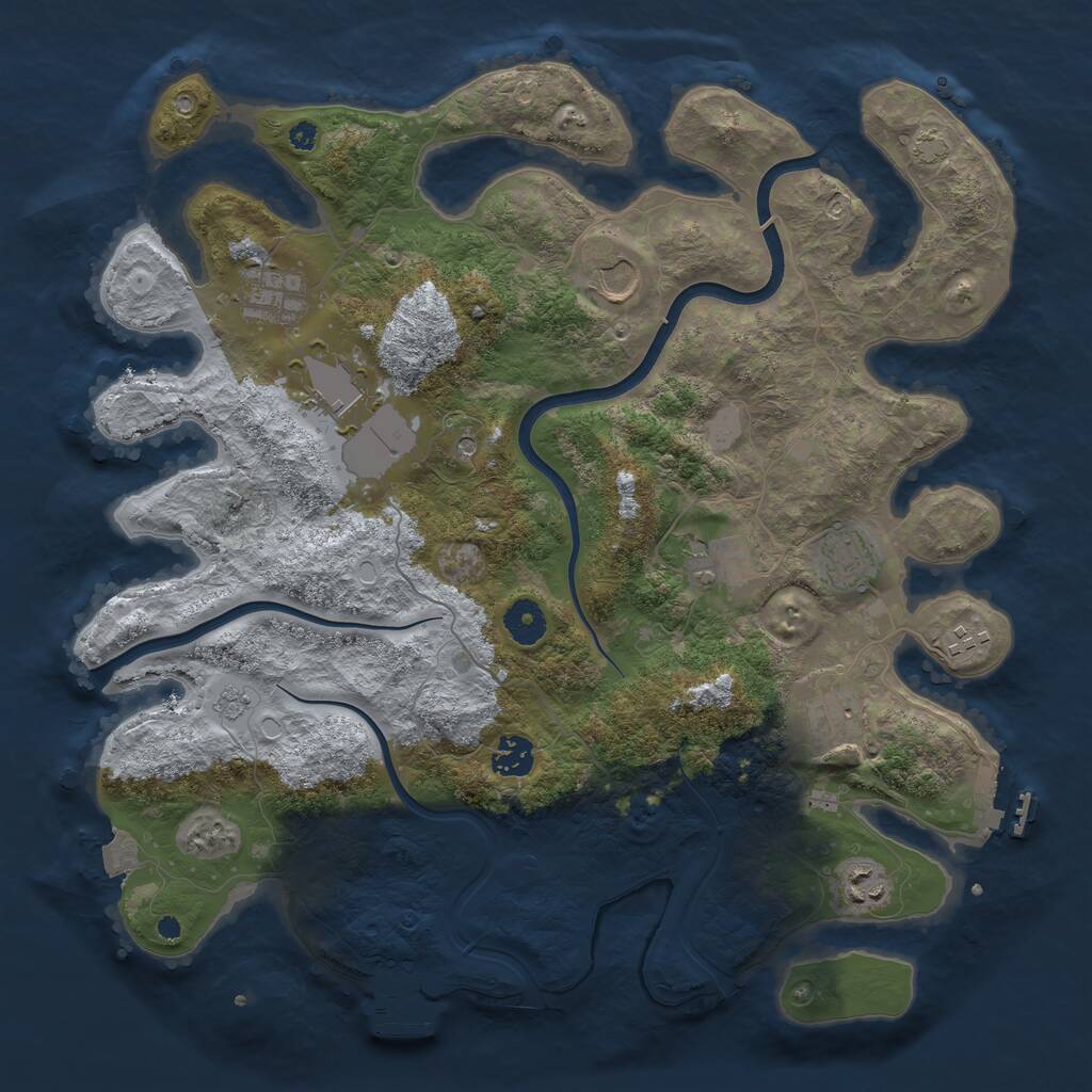 Rust Map: Procedural Map, Size: 3850, Seed: 123456, 15 Monuments