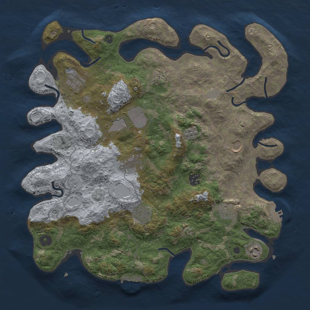 Rust Map: Procedural Map, Size: 3850, Seed: 123456, 17 Monuments