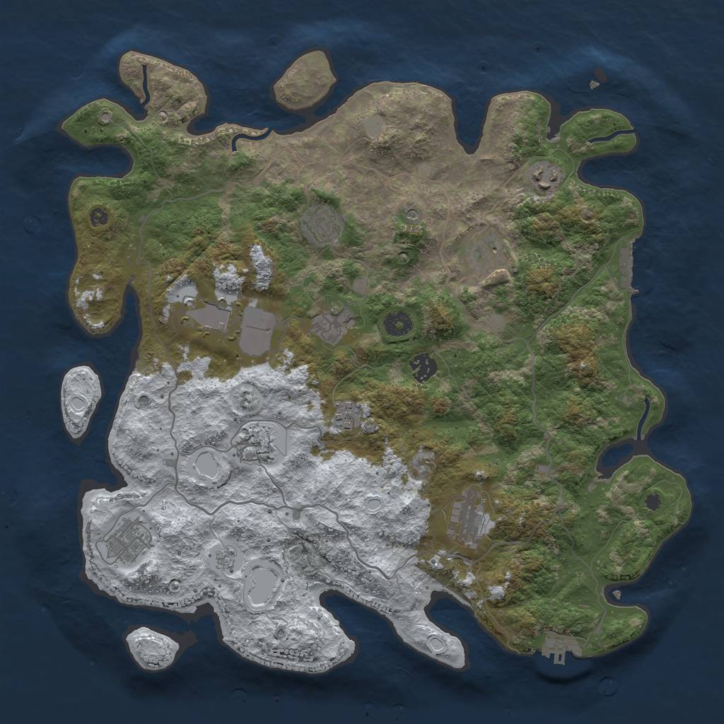 Rust Map: Procedural Map, Size: 4000, Seed: 1130029719, 19 Monuments