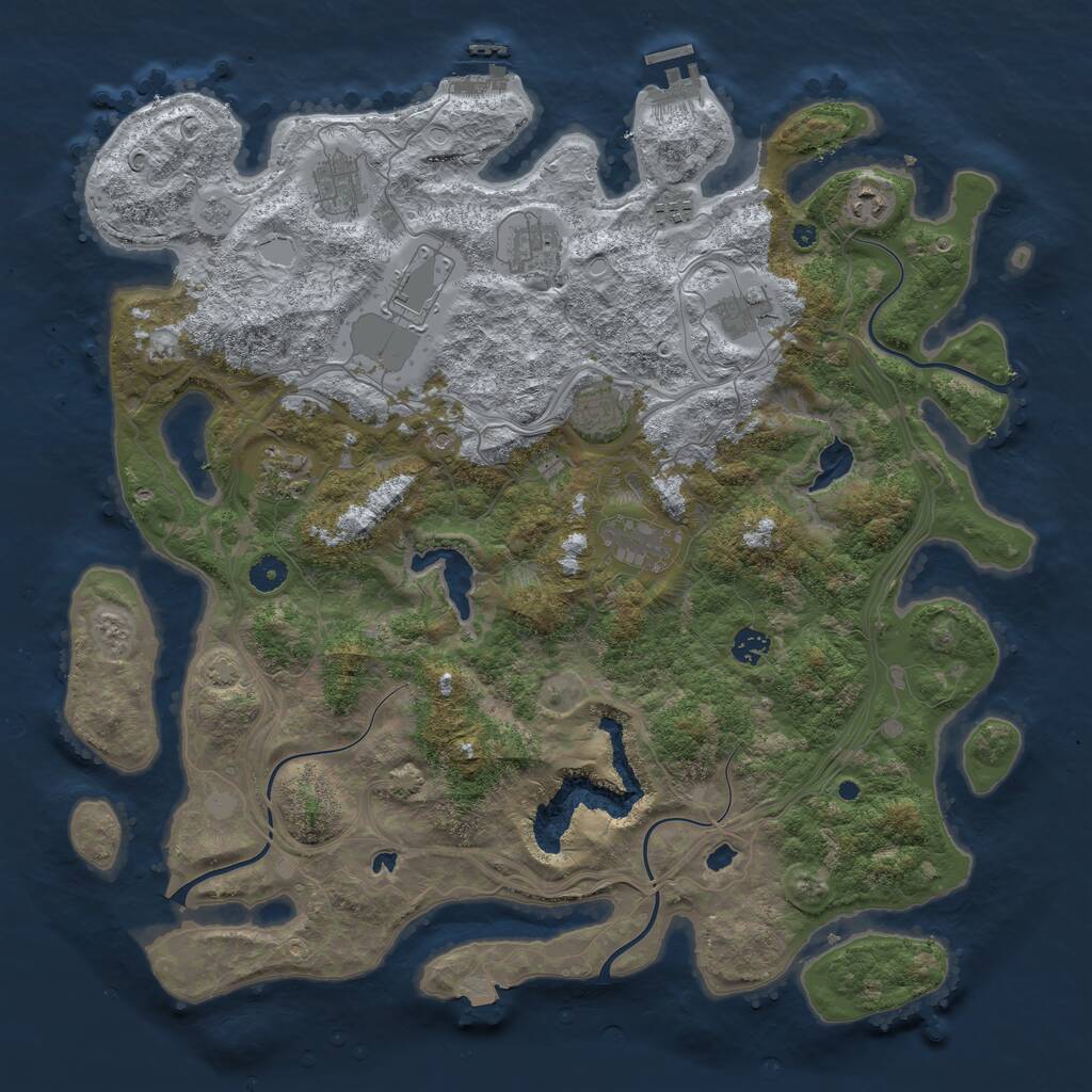 Rust Map: Procedural Map, Size: 4500, Seed: 231178, 16 Monuments