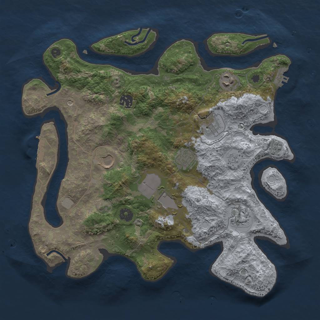 Rust Map: Procedural Map, Size: 3500, Seed: 679826986, 17 Monuments